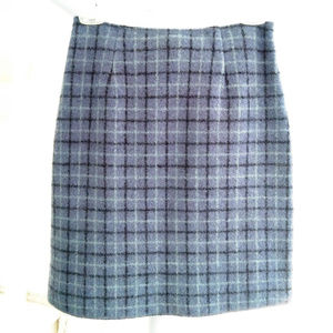 ANN TAYLOR Blue plaid wool mini skirt